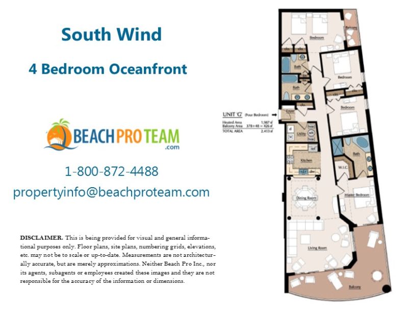 South Wind Floor Plan G - 4 Bedroom Oceanfront